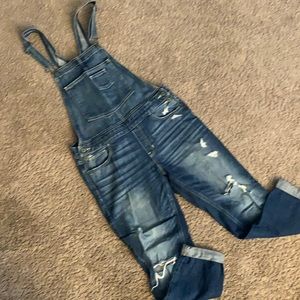Medium Wash Destroy Overalls